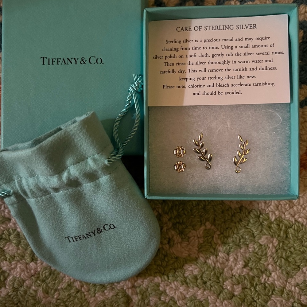 New Tiffany Olive Leaf Climber Earrings
